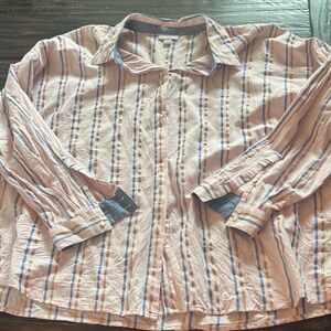 J. Jill pink, Blue and rose gold Striped shirt - womens 2x